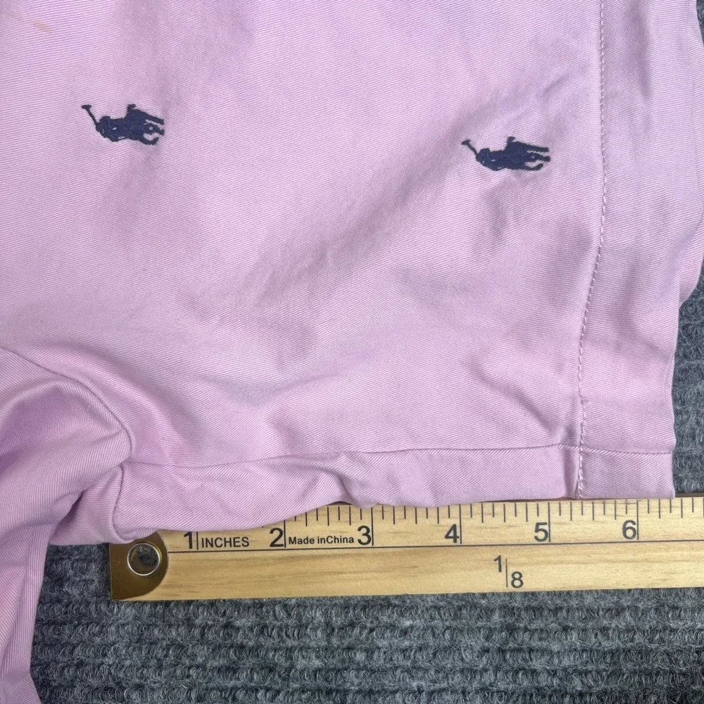 Polo Ralph Lauren Mens Pink Embroidered All Over Pony Chino Shorts 31 Stretch